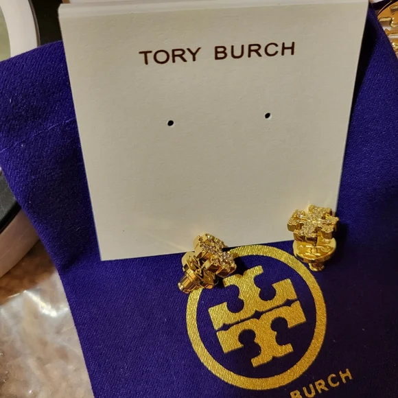 Tory Burch Crystal Logo Stud Earrings Brand New with Dust bag - Picture 8 of 8